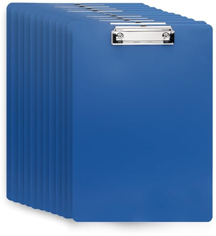 CHUENKUK 12 Stück Klemmbrett A4, 31,5 x 22,5cm Blau Schreibplatte aus Kunststoff, Klemmbretter A4 für Büro und Schule Schreibbrett