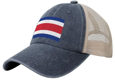 Atmungsaktiv Baseballkappe FüR Herren Und Damen Costa Rica Flagge Design Baumwolle Baseball MüTzen Verstellbare Einfarbig,Unisex Freizeit Basecap Sonnenhut HüTe Marineblau