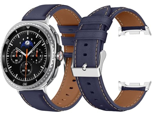 Leder Armband für Samsung Galaxy Watch 9/8 (40mm 44mm)/Watch 8 Classic 46mm | Damen Herren PU Leder Uhrenarmband Ersatzarmbänder für Galaxy Watch 9 8 40mm 44mm / Galaxy Watch 8 Classic 46mm