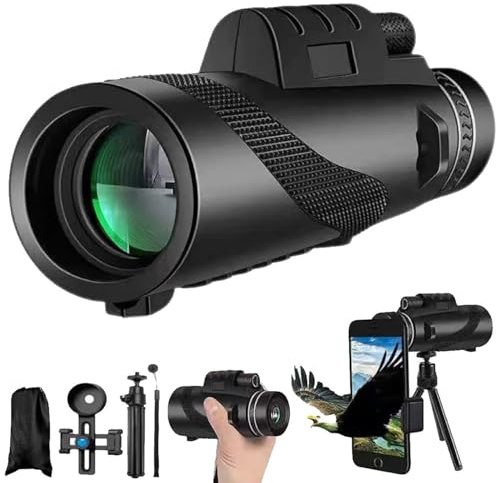 Divons 12X50 Monokular Teleskop HD Handy Fernrohr，BAK4 Prisma & FMC Objektiv mit Stativ Tragetasche Handschlaufe Telefonadapter