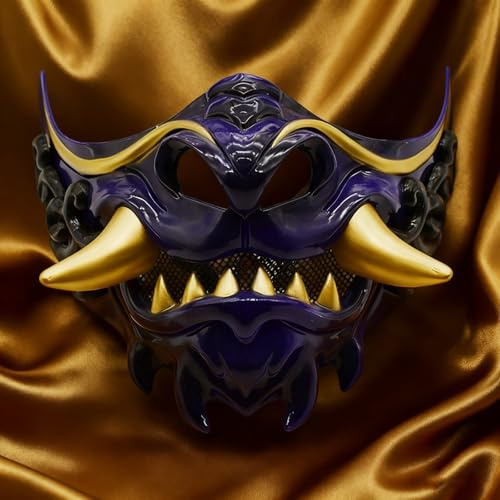 Aiwdeyi Masque Demi-Visage, Masque Hannya, masque demon slayer,masque halloween,Masque Oni pour Costume d'Halloween et Accessoires Cosplay,cadeaux de Noël