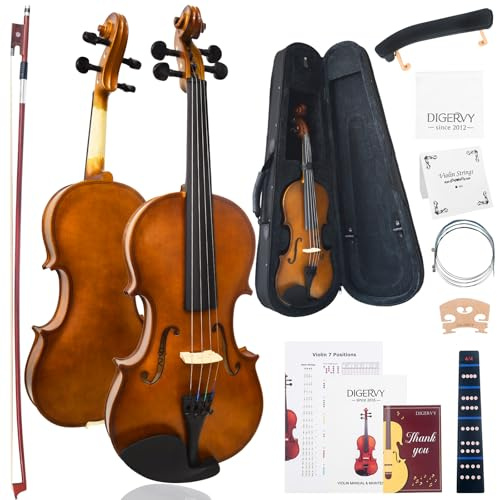DIGERVY Violin 4/4 Full Size Kit, Violin Fiddle Set for Beginner Adults Students with Rosewood Bow, Violin Case, Shoulder Rest, Extra Strings and Bridge(Plywood, Full)