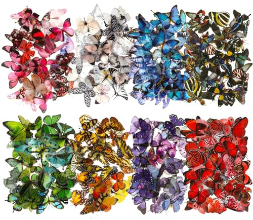 Ptwola Schmetterling Scrapbooking Aufkleber Wasserdicht Kunstharz Sticker | 240 Stück, Bunte Transparente PET, für DIY Dekoration, Fotoalbum Sammelalbum, Laptops Handwerk, Gepäck Wand Fenster