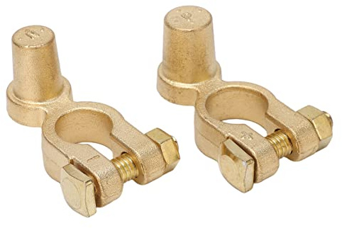 OVAQUIXI Brass Battery Terminal Connectors, 1 Pair of SAE to JIS Car Battery Terminal Connector Positive Negative Top Post Battery Terminal for Auto Marine Boat RV