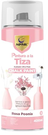 SPSIL Chalk Paint Spray Rosa Peonia 400ml Pintura en Spray Ultra Mate a la Tiza,Efecto Retro y Vintage para Muebles de Madera, Metal, Cerámica,Imprimación en Spray