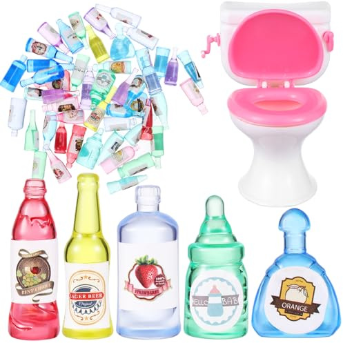 Hemobllo 50 Stück Teiliges Mini Plastik Bierflaschen mit Miniatur Toilette Kreative Mini Weinflaschen Modelle Kompakt Langebig Vielseitig und Partydekorationen