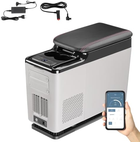 ISINEVER 12V Kühlschrank Kühlbox für die Armlehne des Autos, tragbarer Gefrierschrank mit einer Zone, 15 L, -15 °C bis 20 °C, 12/24 V und 220V–240 V für Auto, Wohnmobil, LKW und Outdoor Reisen