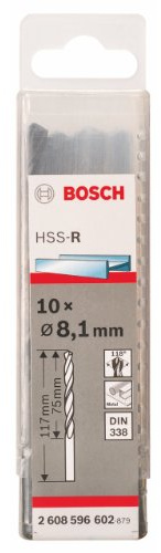 Bosch Pro Metallbohrer HSS-R rollgewalzt (10 Stück, Ø 8,1 mm)