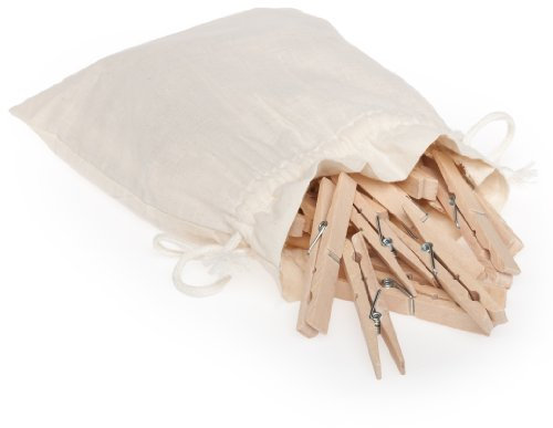 Redecker 103860 20 Wäscheklammern aus Holz Jumbo im Baumwoll-Beutel