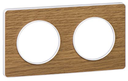 Schneider Electric - Odace Touch, plaque Bois naturel liseré Blanc 2 postes horiz./vert. 71mm - S520804N