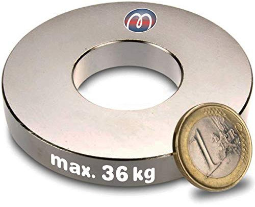 Ringmagnete Neodym Magnet-Ringe extra stark - Haftkraft bis 36kg - Starke NdFeB Magnete mit Loch für Industrie und Zuhause, Stückzahl/Größe: 1 Stück - Ø70/30x10mm | 36kg Haftkraft