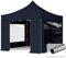 TOOLPORT Faltzelt Faltpavillon Pavillon 3x3m - mit 4 Seitenteilen (Panoramafenster) Premium Dach Partyzelt schwarz