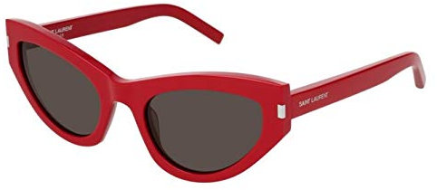 SAINT LAURENT Womens SL 215 GRACE-006 54 Woman ACETA Sunglasses, RED-RED-Grey