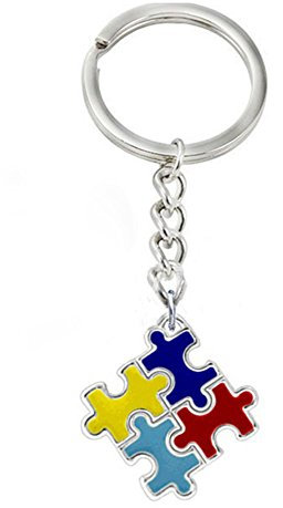 GlobalDeal Direct Autism Awareness Colorful Puzzle Piece Charm Keychain Car Key Ring Unisex Gift - Multicolor