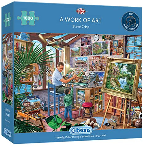 Gibsons A Work of Art 1000 Piece Jigsaw Puzzle for Adults | Grandad Art Studio Jigsaw | Steve Crisp | Sustainable Premium 100% Recycled Board | Great Gift| Gibsons Games