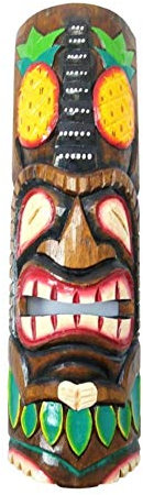 Maske Tiki, Höhe 50 cm, Holz, Motiv Ananas. Wanddekoration Tiki Bar.