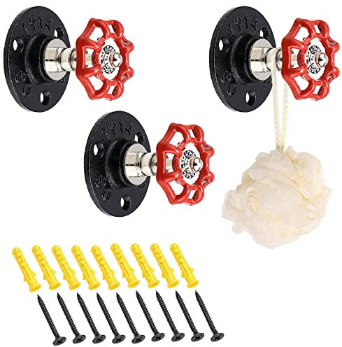 Sumnacon 3 Stück industrielle Rohrgarderobe – strapazierfähige, rustikale Kleiderhaken für Hut, Bademantel, Handtuchhalter, Wandmontage, Büro, galvanisiertes schwarzes Finish