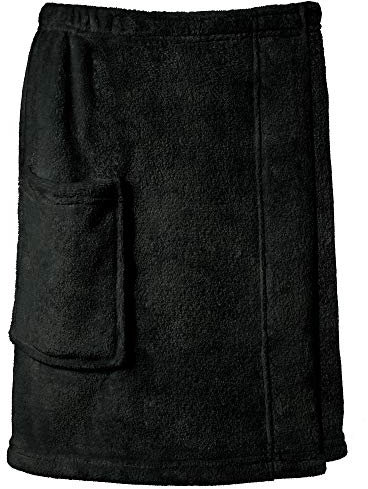 CelinaTex Happyfun Kilt kurz S/M 48 x 152 cm schwarz Mikro-Flanell Saunakilt Mikrofaser Saunasarong