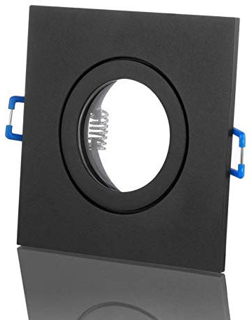 Lichtidee 10 x Feuchtraum Einbaustrahler Spot Strahler eckig schwarz matt IP44 Badezimmer mit GU10 Fassung L Anschluß 230Volt