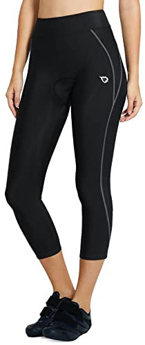 baleaf Fahrradhose Damen Gepolstert 3/4 Radlerhose Radhose Kurz Gepolsterte Leggings UPF 50+ Fahrradbekleidung Sommer Grau M