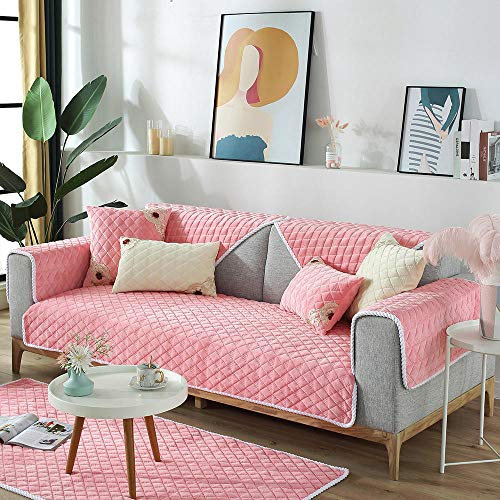Suuki Couch Decken,schonbezug Couch,couchgarnitur,Sofa Protector Cover für Ledercouch,rutschfeste warme Sofabezug,Couchüberwurf für Wohnzimmer/Spielbereich,Möbelbezüge-Rosa_110 * 160 cm