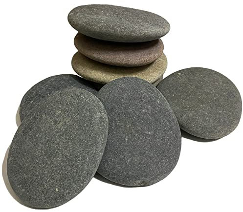 juexiyarticle 8 Stücke Flach Steine Groß zum Bemalen,Naturkiesel Dekorativer Malen Kieselsteine Deko,5-8cm