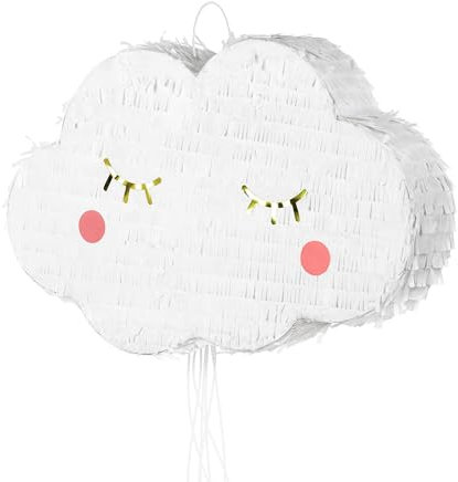 Piñata 32x50x9cm Wolke - Party Dekoration zum Befüllen - Partyspiele für Kindergeburtstag Geburtstag Babyparty Hochzeit Party - Geburtstagsdeko Partydeko & Partyzubehör - Weiß