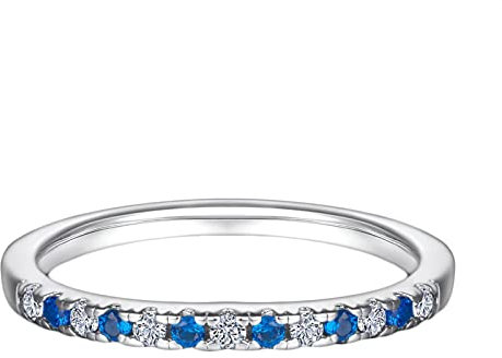Dsnyu Ringe Silber Hochzeit, Blau Weiss Zirkonia Halbe Ewigkeit Verlobungsring Frauen 47