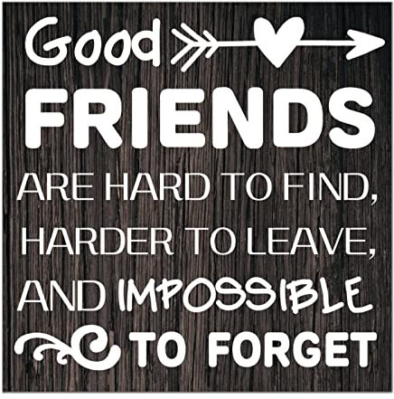 Holzschild mit Aufschrift Good Friends Are Hard To Find, Harder To Leave aus Paletten, Veranda, Willkommensschild aus Holz, massiv, klassischer Comic für erste Erinnerung, 35,6 x 35,6 cm
