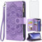Asuwish Handyhülle für iPhone 11 Hülle mit Folie Schutzfolie Kartenfach Klappbar Leder Blumen Geldbörse Ständer i Phone11Hülle 11Hülle Handy Hüllen Schutzhülle Panzerfolie Wallet Cover Phone Case Lila