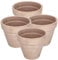 KOTARBAU® Lot de 4 pots de fleurs en terre cuite, moka, diamètre : 15 cm, avec bordure, pour l'intérieur et les jardins