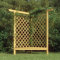ZHOUMIN Eckpergola mit Bank, Balkon Pavillon, Beschattung Terasse, Gartenpergola, Garten Verzierung, 166x81x174 cm Kiefernholz Imprägniert