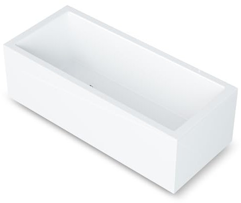 Aquade Acryl Badewanne 190x90 Modell: Ulm - Weiß Badewanne Komplettset 190x90 - Badewannen Mit Wannenträger + Schürze + Ab-Überlaufgarnitur mit Zulauf