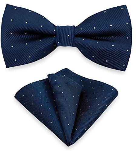 AUSUAYA Herren Fliege und Einstecktuch Set, Unisex Design Fliege und Einstecktuch für Business Formal Tuxedo oder Hochzeit MB-T8 (Navy blau)