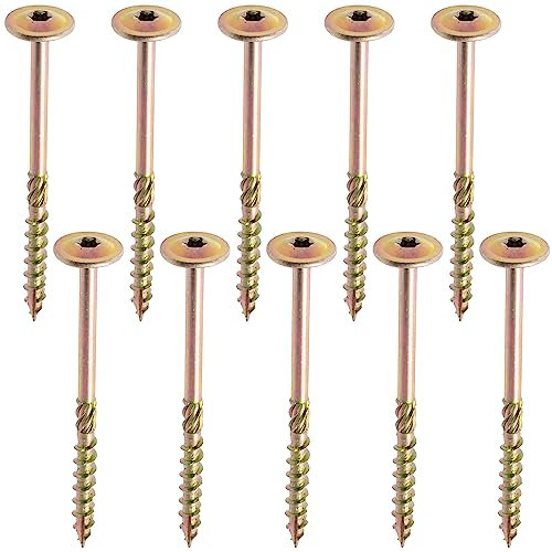 AERZETIX - C67508 - Lot de 10 Vis à bois Ø8x120mm à tête large bombée - à empreinte étoile Т40 - en acier zingué - menuiserie, contreplaqués, agglomérés, mélaminés