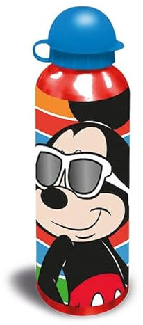 SRV Hub Mickey Mouse Sports Water Bottles for Boys | Reusable Non-Spill BPA Free Aluminum Drinking Lightweight Leakproof KBT Disney Bottle Ideal Kids School Nursery Sports Christmas Gifts | 21cm