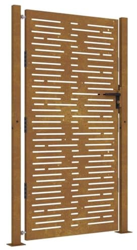 vidaXL Puerta de jardín acero corten diseño cuadrado 105x180 cm, puerta de metal, puerta delantera de jardín, puerta de jardín con cerradura