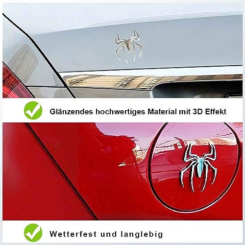 2 Stück Autoaufkleber Spinne Spider Bad Full 3D Emblem Aufkleber Auto Sticker (Gold)