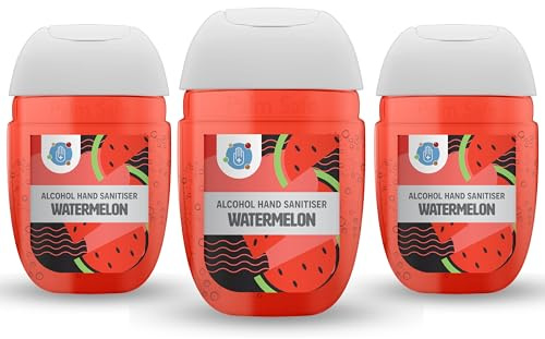 Palm Safe Watermelon 3 Pack Pocketbac 30ml Anti Bacterial Premium Hand Sanitiser Travel Size Refillable Clip Bottle Quick Drying Non Sticky Extra Moisturising Kills 99.9% of Viruses and Bacteria