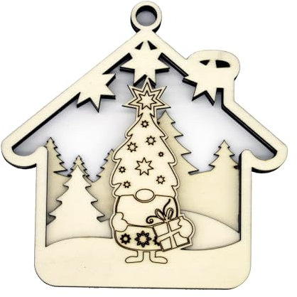 Weihnachtskugel - Wichtel (3 Schichten) | Weihnachten | Weihnachtsbaum | Christbaum | Geschenk | Dekor | Lasercut | Multilayer (Variante 06: 115 mm x 116 mm x 9 mm (B x H x T))