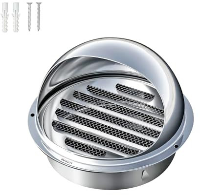 Qrity Griglia di Ventilazione Griglia di Ventilazione A Sfera, Cappa di Scarico Dell'Aria a Parete in Acciaio Inox, 70mm