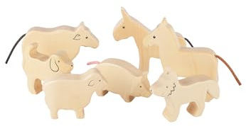 Sigikid 7-TLG. Bauernhof Holztiere Set Tierfiguren Holzspielzeug