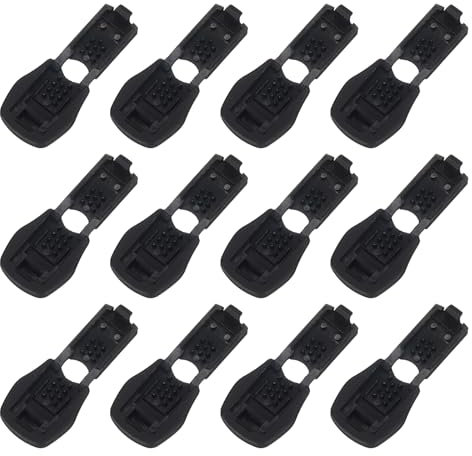 QUARKZMAN 12 Stück Kordelenden, Nylon Reißverschluss-Zugbandstopper, Kordelstopper für Rucksäcke, Sneaker, Jacken, Schuhe (20x15mm, Schwarz)