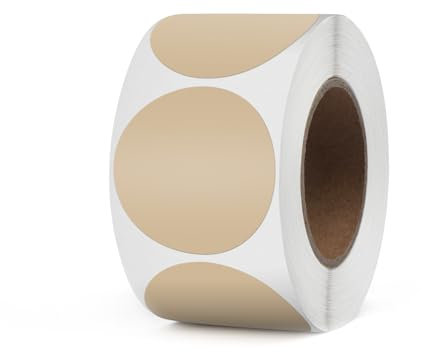 YIKIADA Khaki Punkte Thermo-Etikett Vinyl 38 mm Selbstklebend Rolle Adressaufkleber Wasserdicht Drucker Aufkleber für Logo Barcode QR Code Inventar 500 Stück