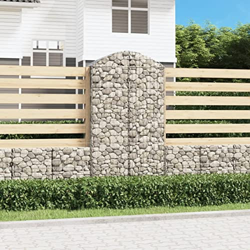 ARKEM Gabione mit Hochbogen 100x50x180/200 cm Verzinktes Eisen Steinkorb Drahtkorb, Gabionenkorb Verstärkte Gabionenhaken, Gabionenwand Gabionen Zaun