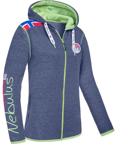 Nebulus Damen Sweatjacke TURIOL, Jacke, praktische Kapuzenjacke (DE/NL/SE/PL, Alphanumerisch, XL, Regular, Regular, navy-lime)