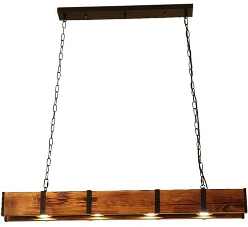 Lámpara de Araña Madera para Granja Rectangular Lineal 4 Luces Mesa de Billar Rústica lámpara Colgante Altura Ajustable Cadena Colgante Accesorio Iiluminación para Mesa Comedor Cocina Isla