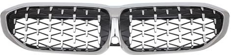 QUARKZMAN Frontgrill für die vordere Motorhaube Stoßstange Grill Frontstoßstange Nieren Grill für BMW 3er Serie 2019-2023 links und rechts 1 Stück Diamantsilberfarbe