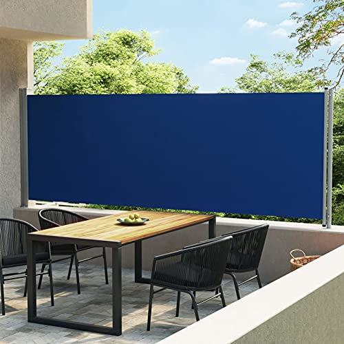 BaraSh Seitenmarkise Ausziehbar Sichtschutz Garten Sichtschutz Ausziehbar Markise Balkon Markise Seitenmarkise 600x160 cm Blau
