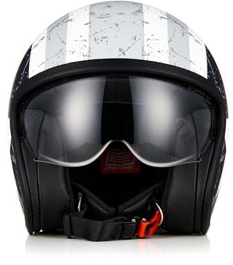 ORIGINE Jet-Motorradhelm mit Schutzbrille, ECE 22-06-Zulassung (Rebel Star Grey, L)